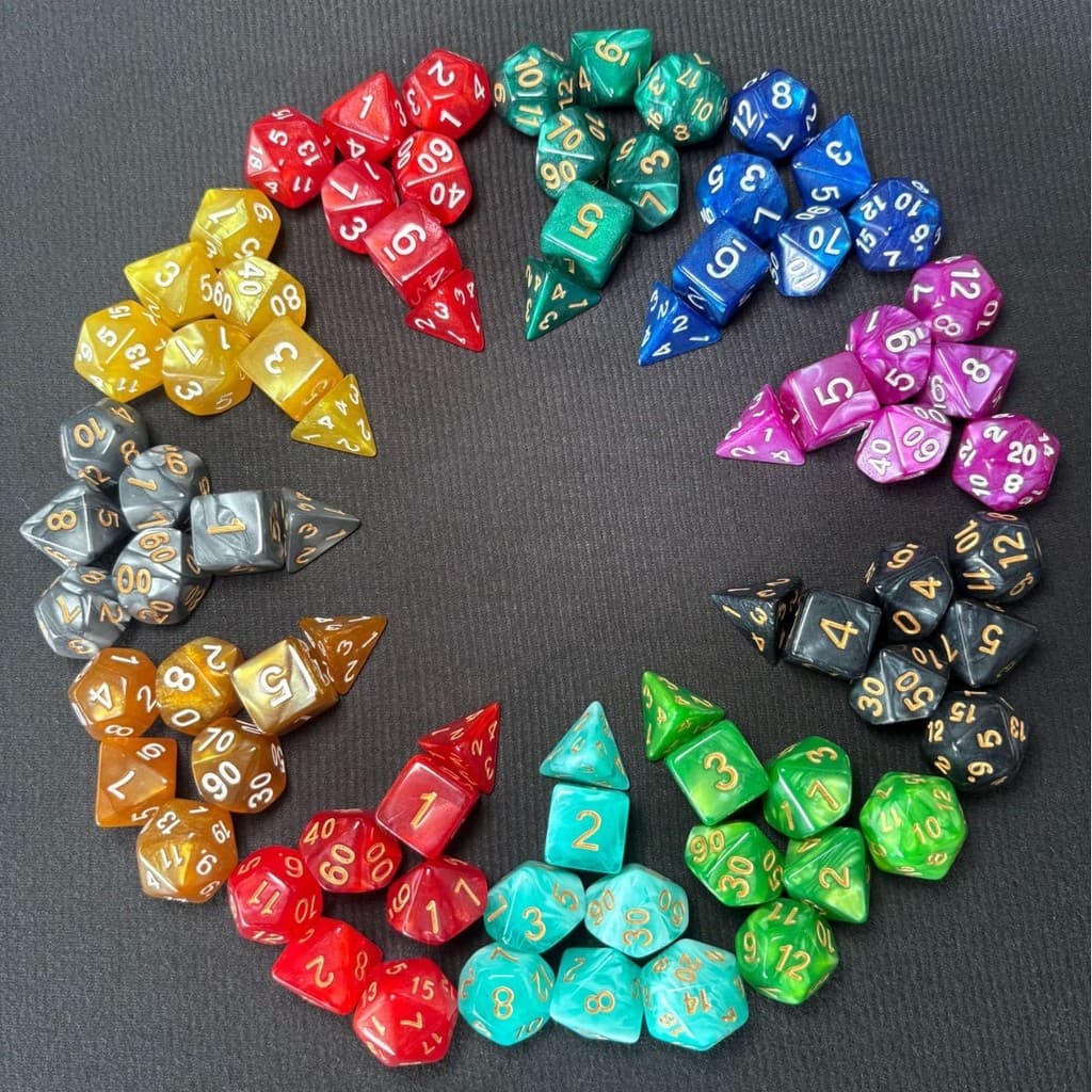 7 Pçs/Set Conjunto De Dados Multi-Face Com Efeito Mármore DND E RPG Jogo Para Festas Brinquedo Bauble Presente