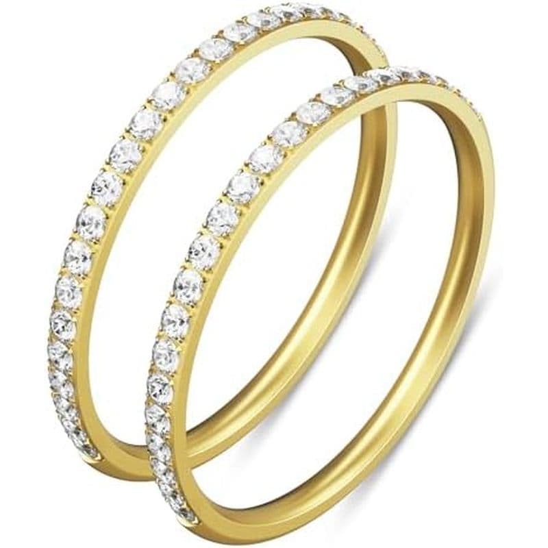 Zooo 2 Pacotes De Anéis De Empilhamento Banhados A 14K Para Oura Gen 4/3 , Pilha De Anel De Diamante Simulado De Zircôni