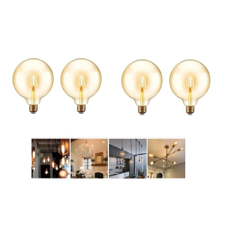 Kit 1/2/3/4 de Lâmpada Retro Led Globo Filamento 4W G95 Galaxy