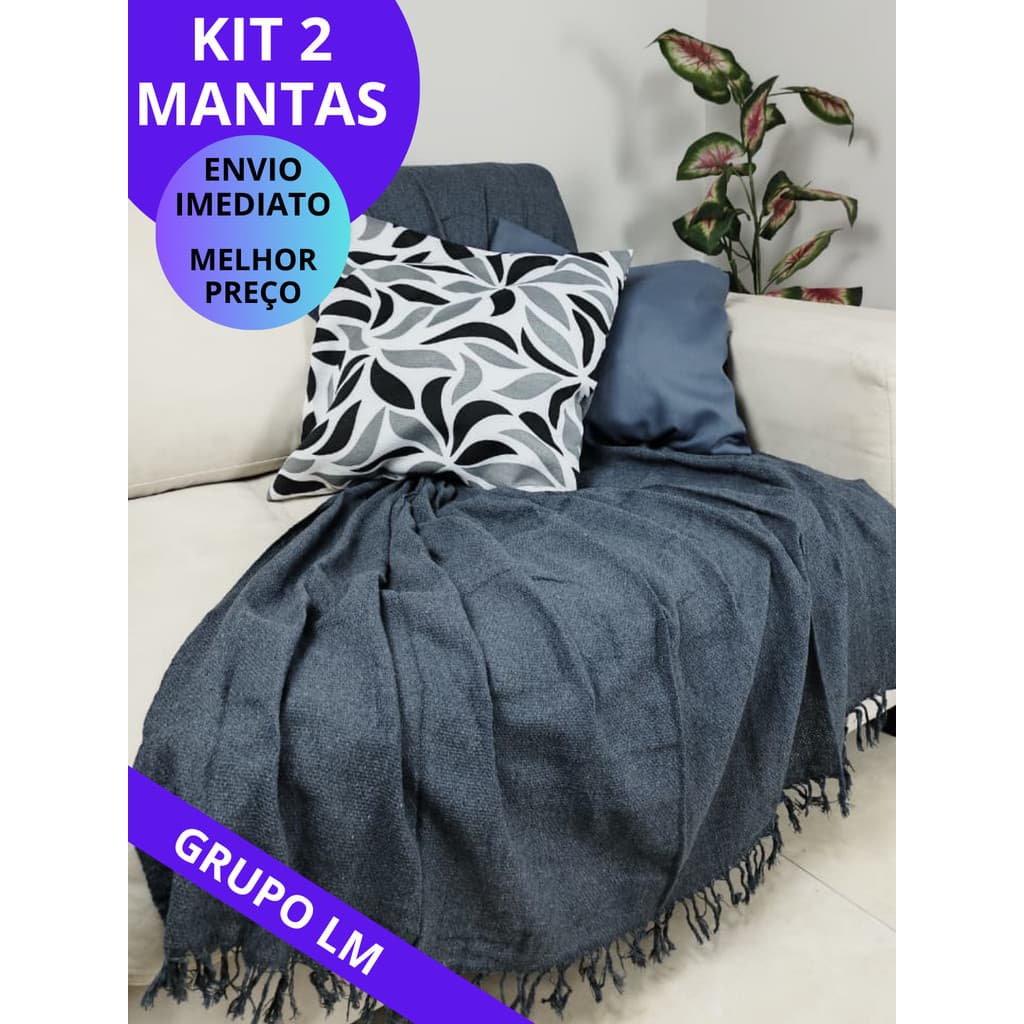 Kit 2 Mantas Para Sofá 210x120cm Algodão Decorativa Artesanal | Cobre Sofá e Colchão