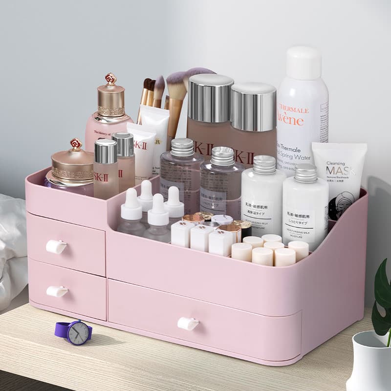 Caixa de armazenamento de cosméticos, cômoda de mesa, produtos de cuidados com a pele, prateleira, organizador de batom,