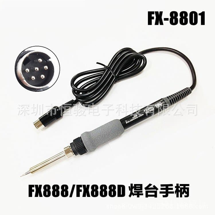Cabo de ferro de solda HAKKO FX-8801 com luz branca japonesa, cabo para estação de solda FX-888D, cabo de 6 pinos.
