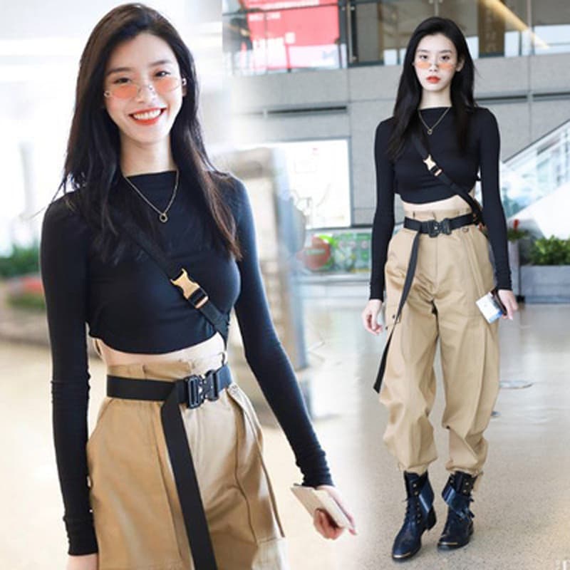 Cinto feminino macacão cinto elegante fivela funcional ao ar livre treinamento militar Jeans cinto de tecido estilo fino
