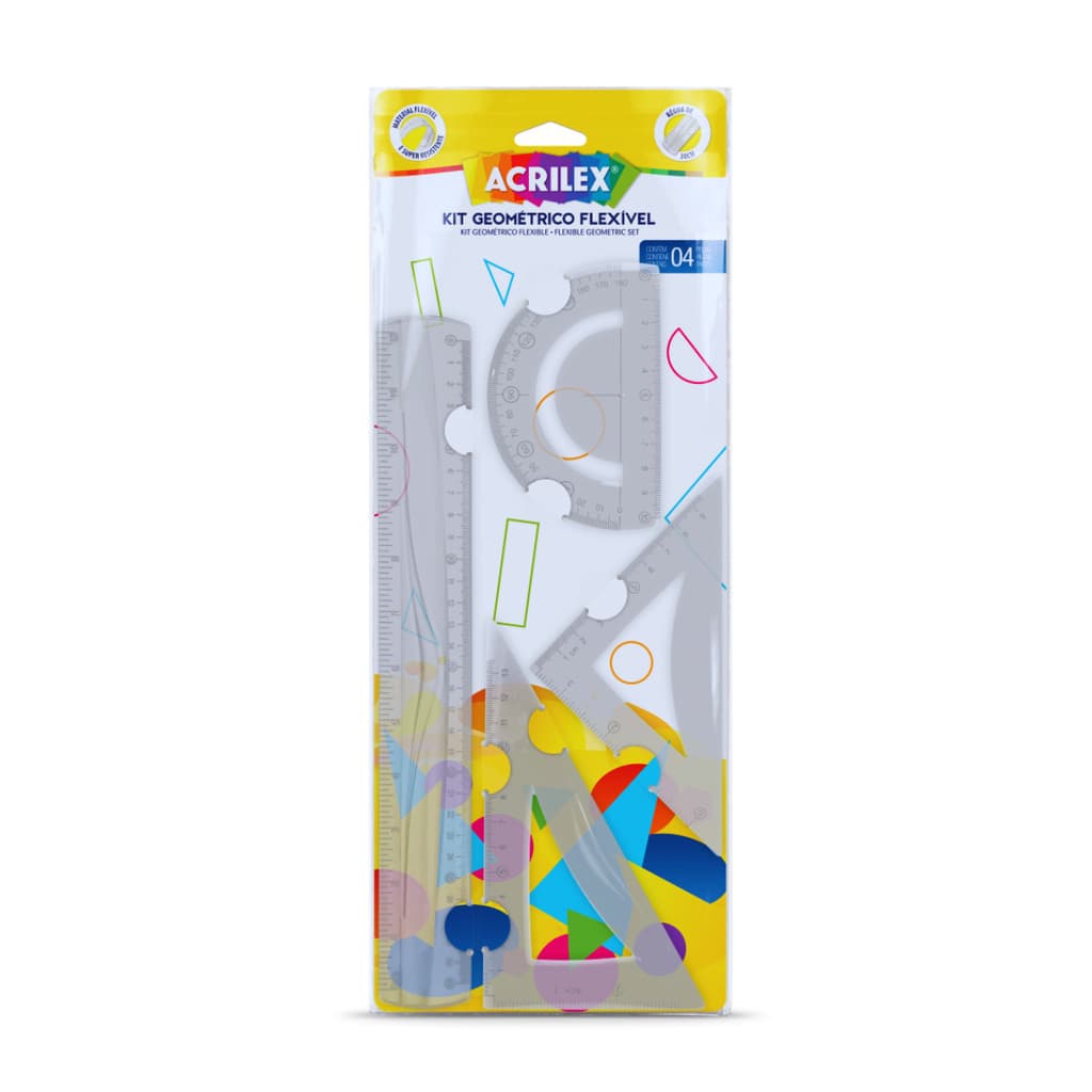 Kit Geométrico Régua 30cm de Transferidor de 180/60/45 Trilha Magazine