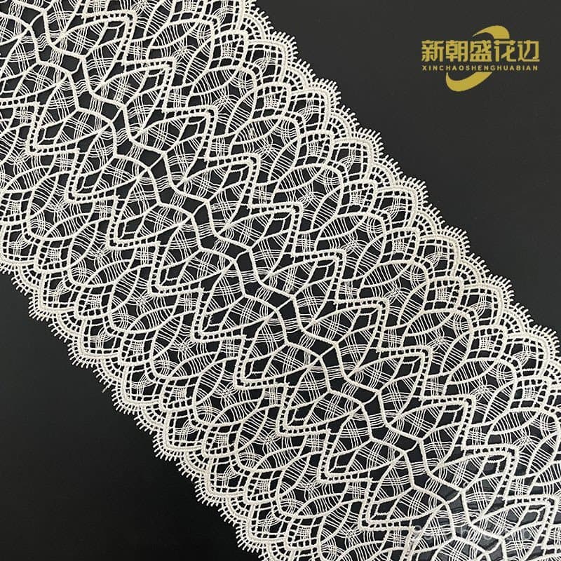 Renda bordada solúvel em água de fio fino de poliéster, acessórios para vestuário, bainha de saia cheongsam, tecido para