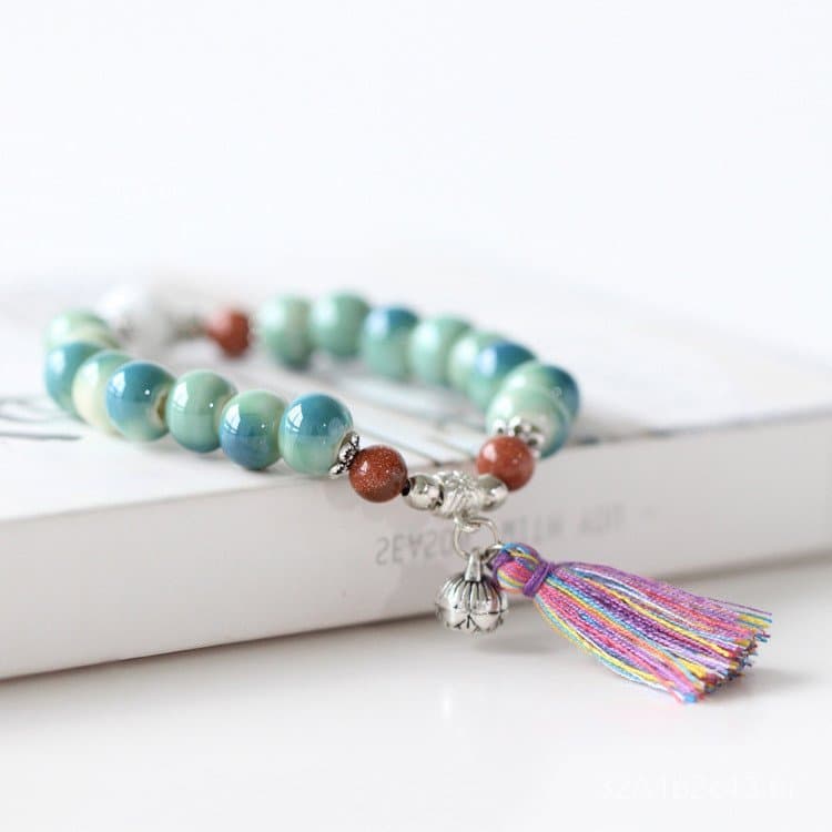 Design original, pulseira de cerâmica puramente artesanal para mulheres, elegante e moderna, joia pequena de estilo étni
