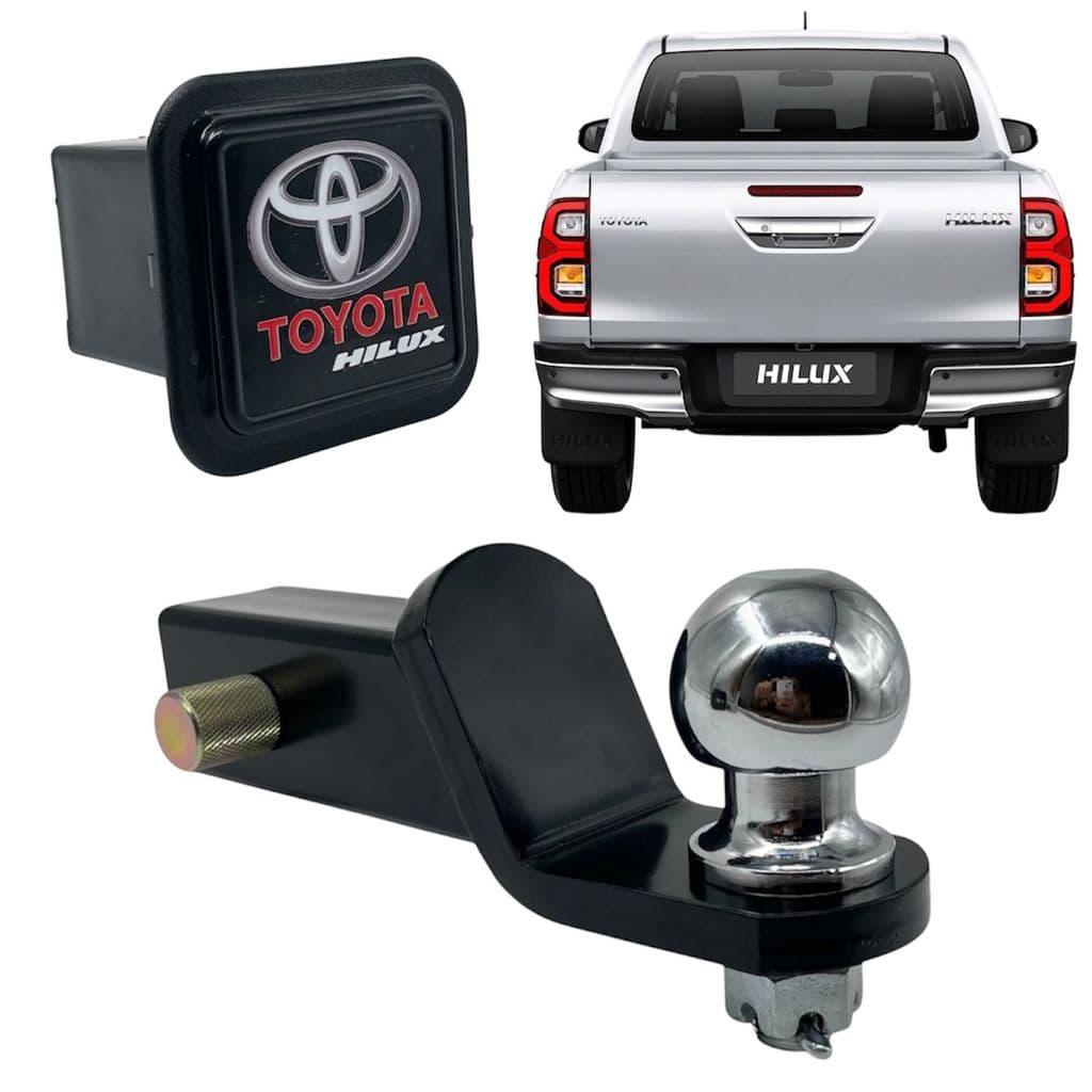 Ponteira Engate Removível Toyota Hilux Todos Modelos Encaixe 5x5cm + Tampão Capa Preto Personalizado