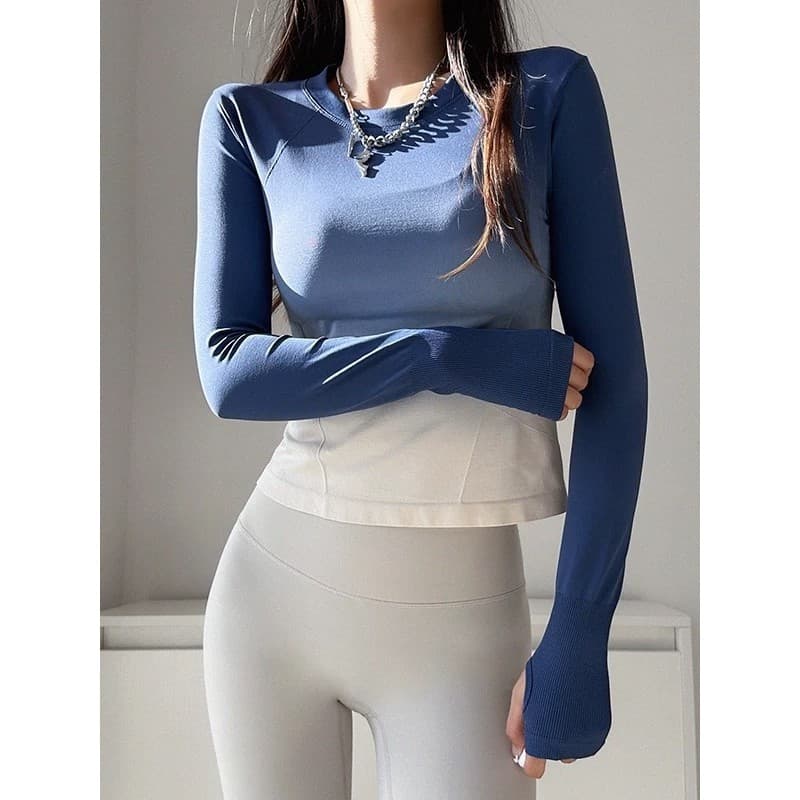 Gradiente cor influenciador esportes camiseta mais magro olhar roupas de Fitness topo magro de secagem rápida roupas de
