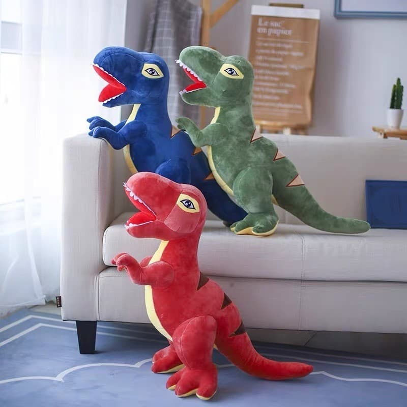 Brinquedo De Pelúcia Dinossauro Gigante Tiranossauro 27 CM/ 45 CM E 1 Metro Antialérgico Lavável Com Selo