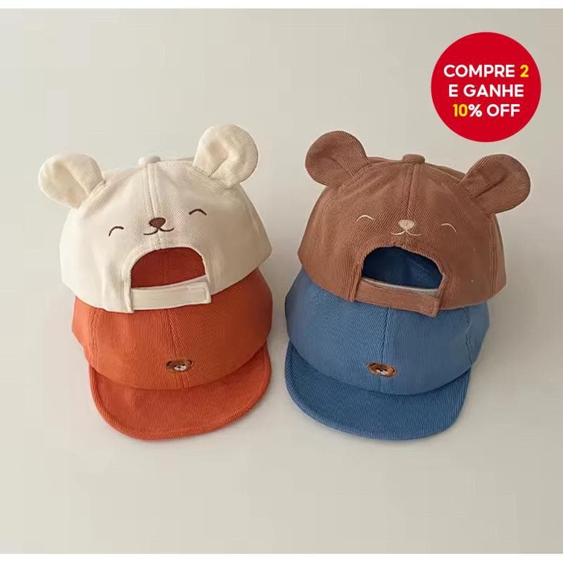 Chapéu de Pelúcia para Bebê com Orelhas de Urso, Ajustável, Macio e Quente | Gorro Unissex para Bebê | Design de