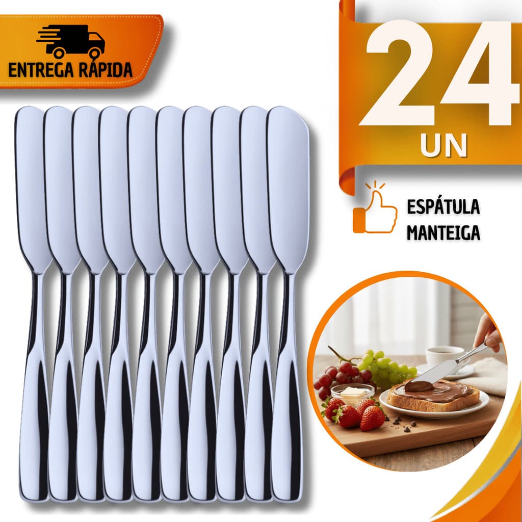 Combo Espátulas em Aço Inox Ideal para Manteiga, Patês e Cremes Cozinha Buffet Multiuso Utensílios