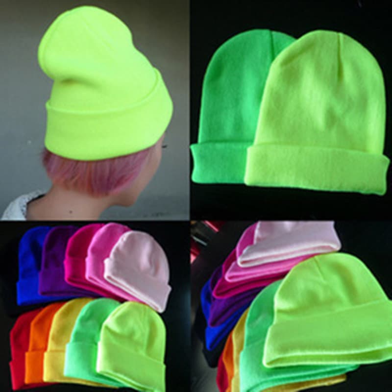 2022 coreia fluorescente cor linha chapéu de malha chapéu de lã outono inverno casal masculino feminino chapéu na moda