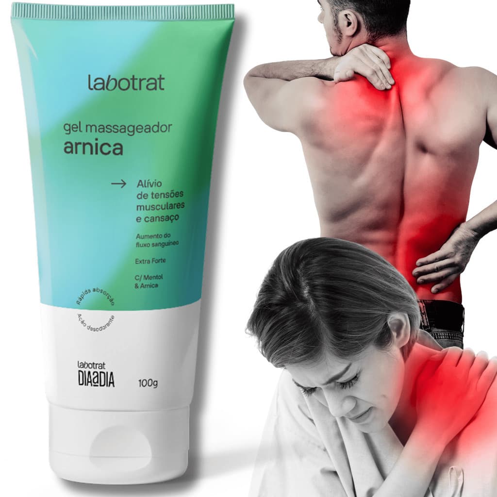 Gel Massageador extra forte dores muscularas tensão costas pernas mãos arnica mentol canfora refrescante