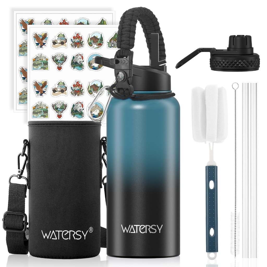 WATERSY Garrafa De Água Térmica 32oz/946ml Parede Dupla Proteçao Bocal Esportiva Academia Grande