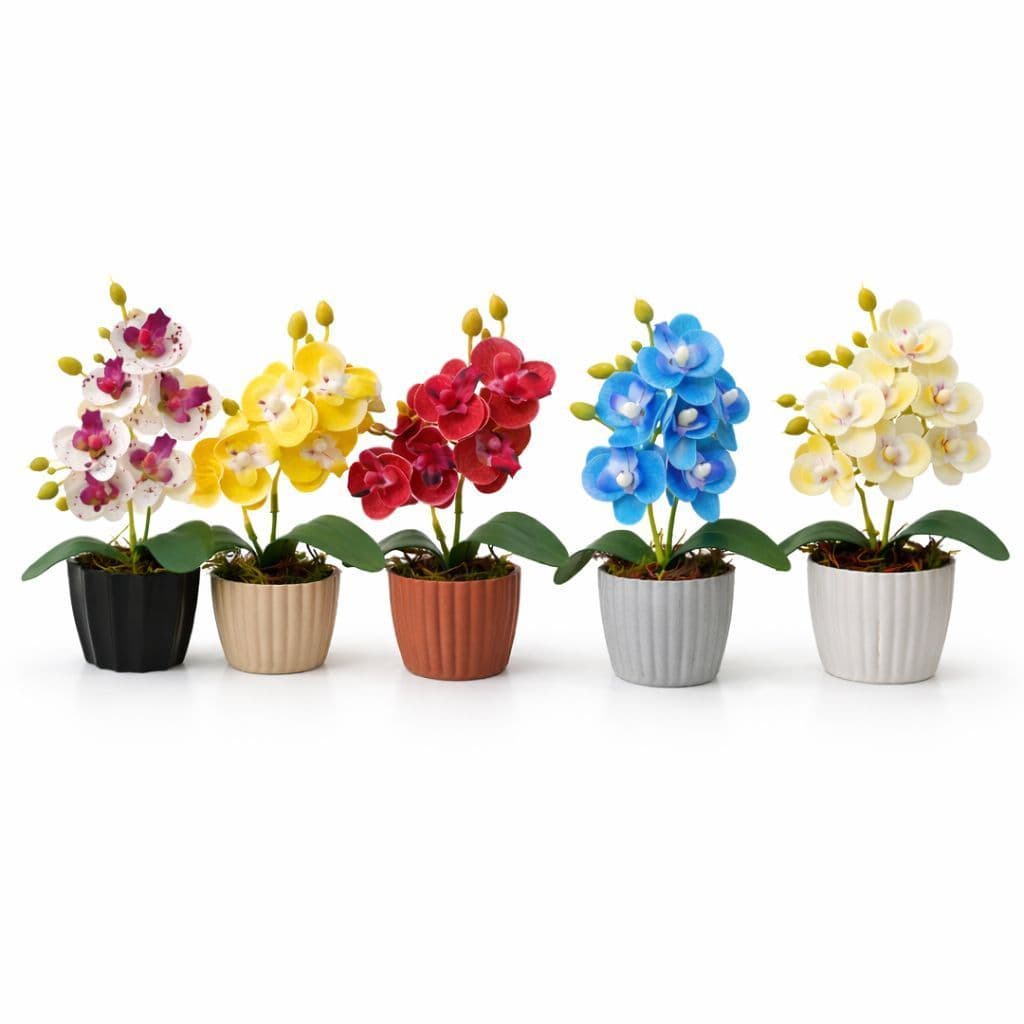 Mini Orquídeas Arranjo Vaso Flor Artificial Sortida Sustentável Cuidados Decoração Sofisticada Seda