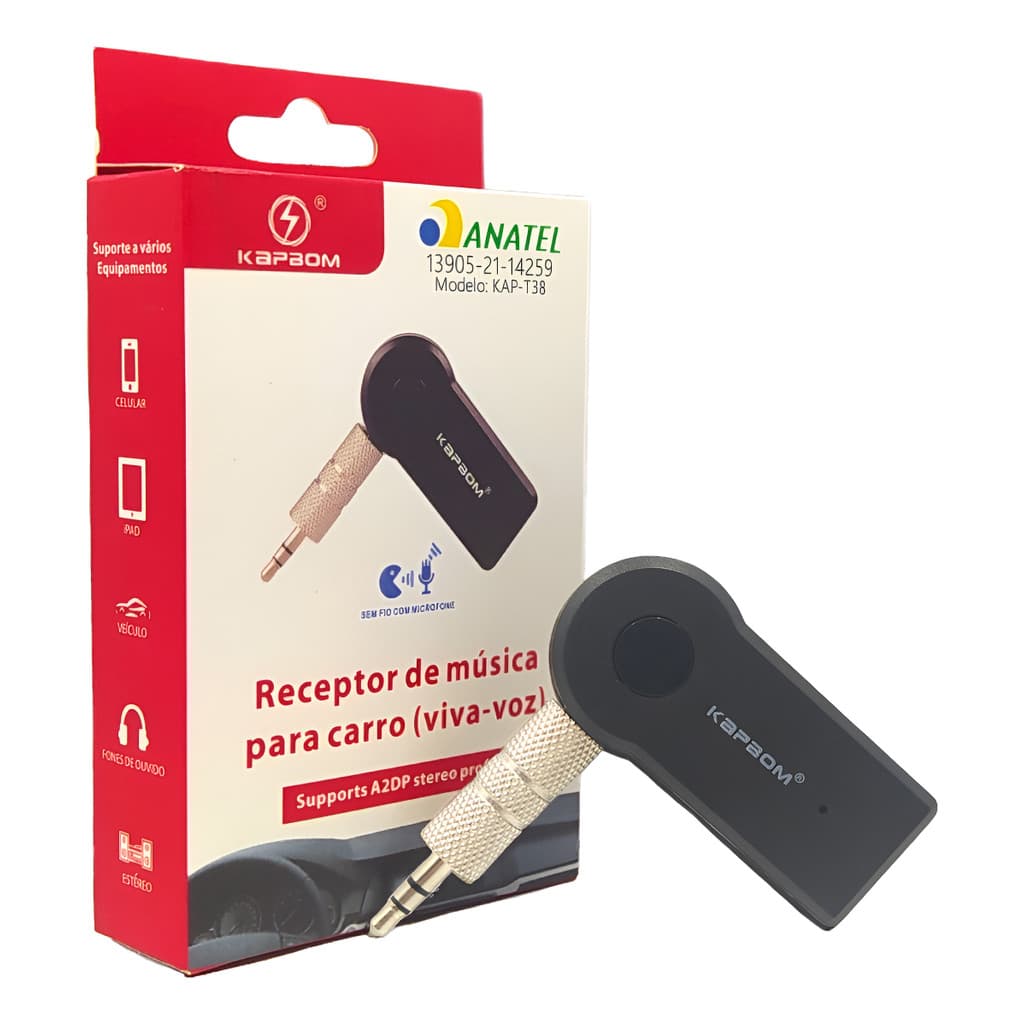 Adaptador Receptor Bluetooth Mp3 Som De Carro P2 Auxiliar Ka