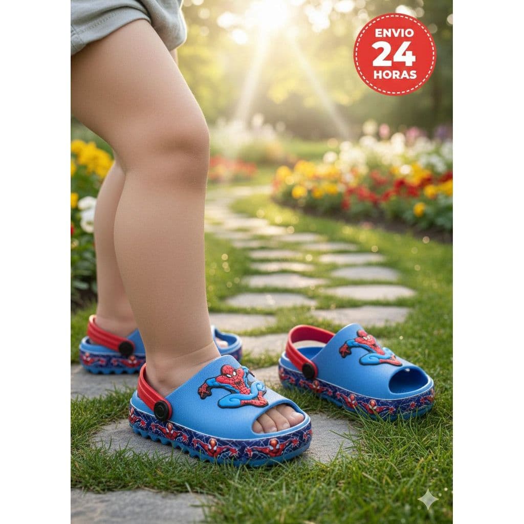 Sandália Infantil Masculina Aranha Papete Infantil Menino Leve Confortável