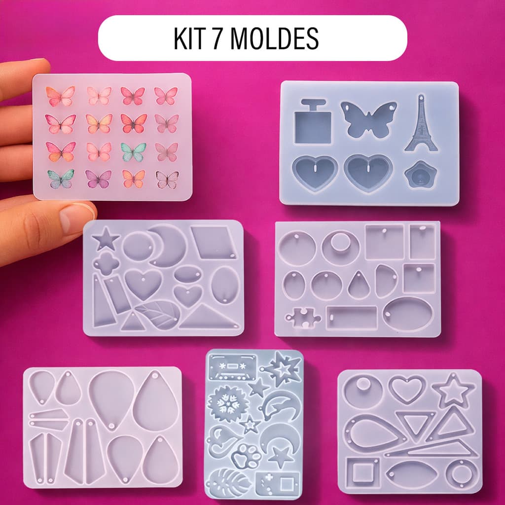 Molde De Silicone Resina Epoxi Artesanato Brinco Pingente Jóia Coração Estrela Borboleta Redondo DIY