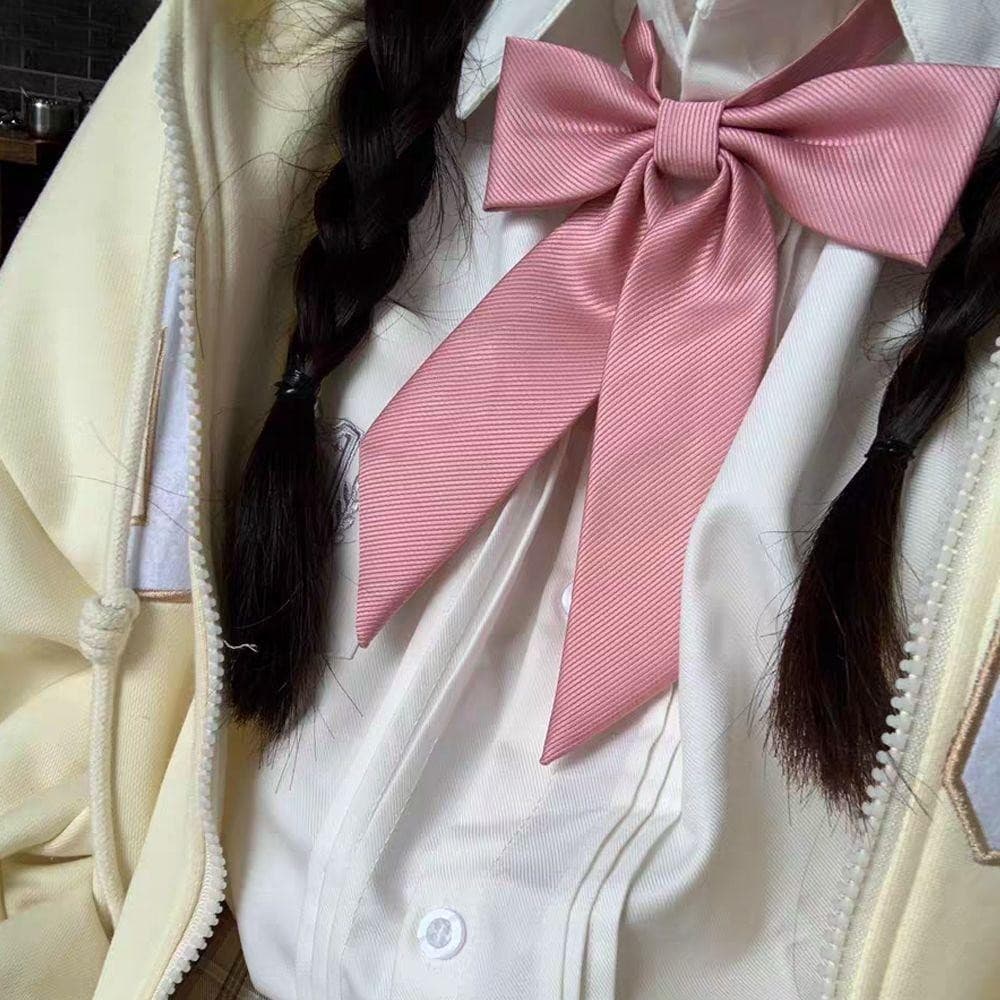 Mulher Laço De Multicolor Sólido JK Sarja Tecer Borboleta Escola Gravata Uniforme