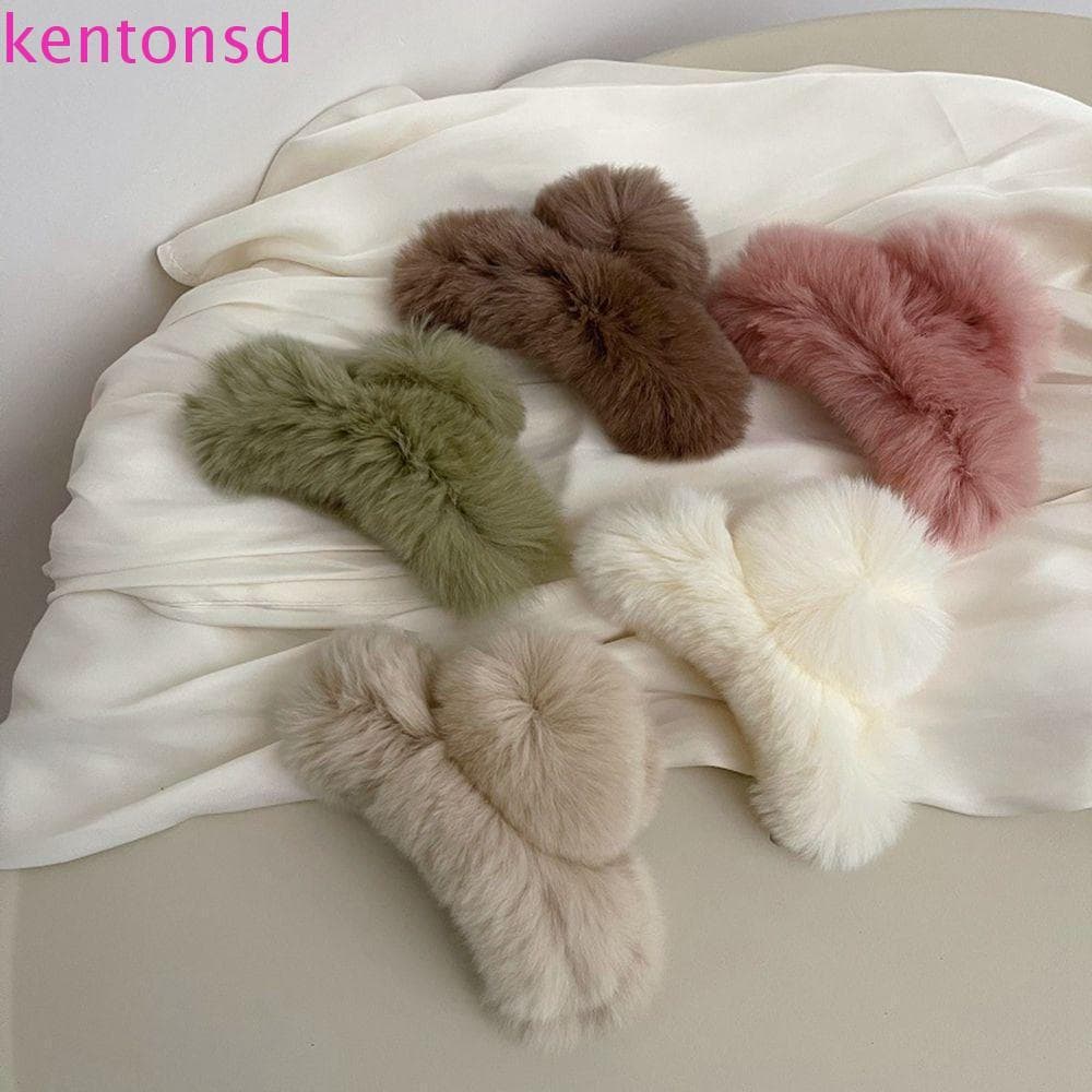 Kington SD Clipe de Cabelo de Pelúcia Elegante Cor Sólida Bola de Pêlo de Coelho Acessórios para Meninas e Mulheres USXG