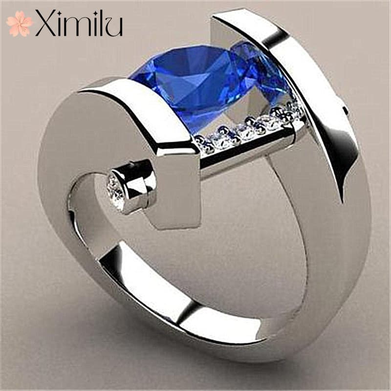 ❤ Criativo moderno safira anel de noivado feminino venda quente moda jóias de casamento