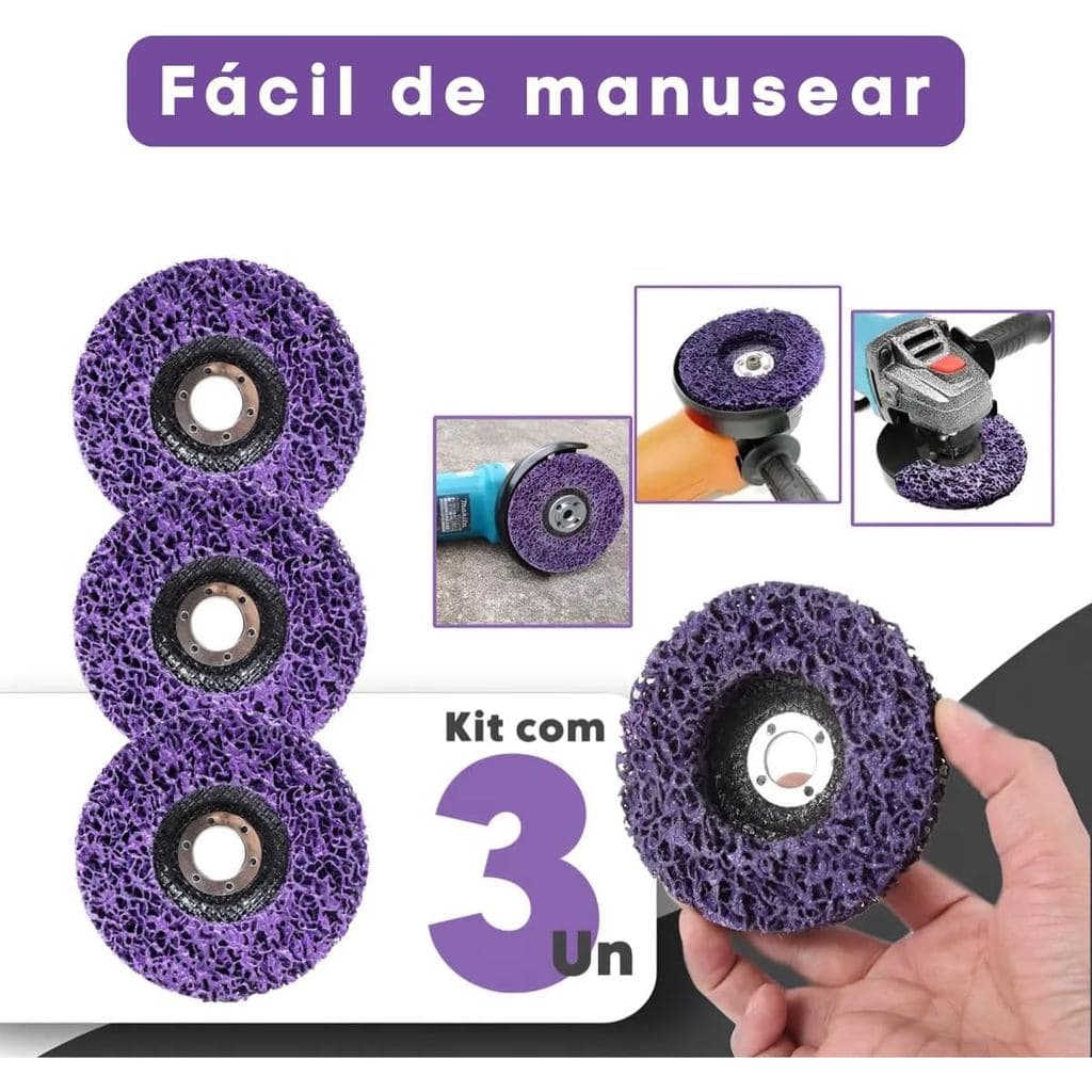 Kit 3 Peças Disco De Limpeza Flap Polidor Removedor Verniz Tinta Fundos