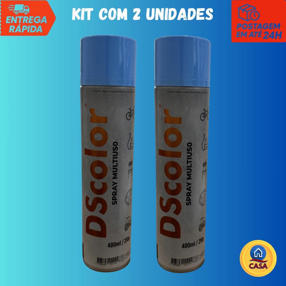 Tinta Spray Uso Geral Azul Claro DSColor - 2un