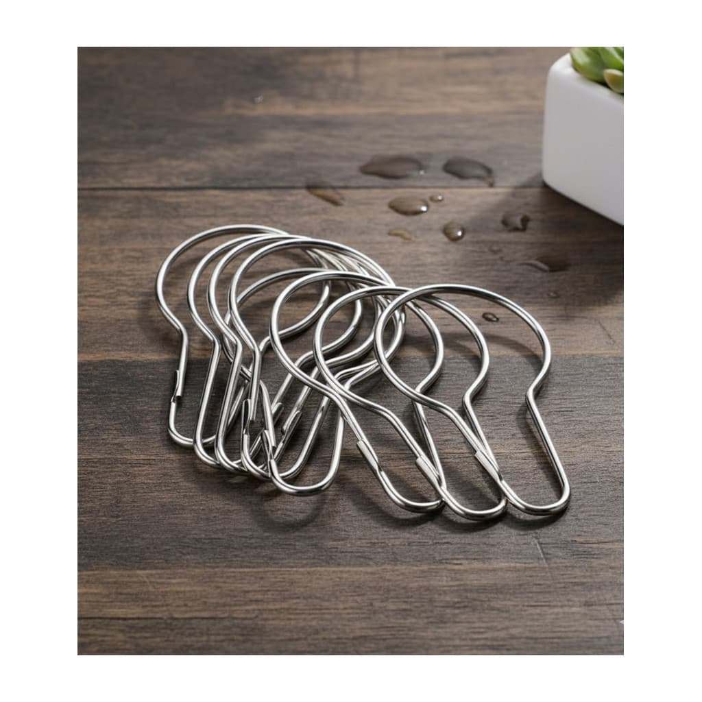Kit Ganchos Pêra Metal 70x35mm Argolas Anéis Para Provador de Loja Cortinas Box