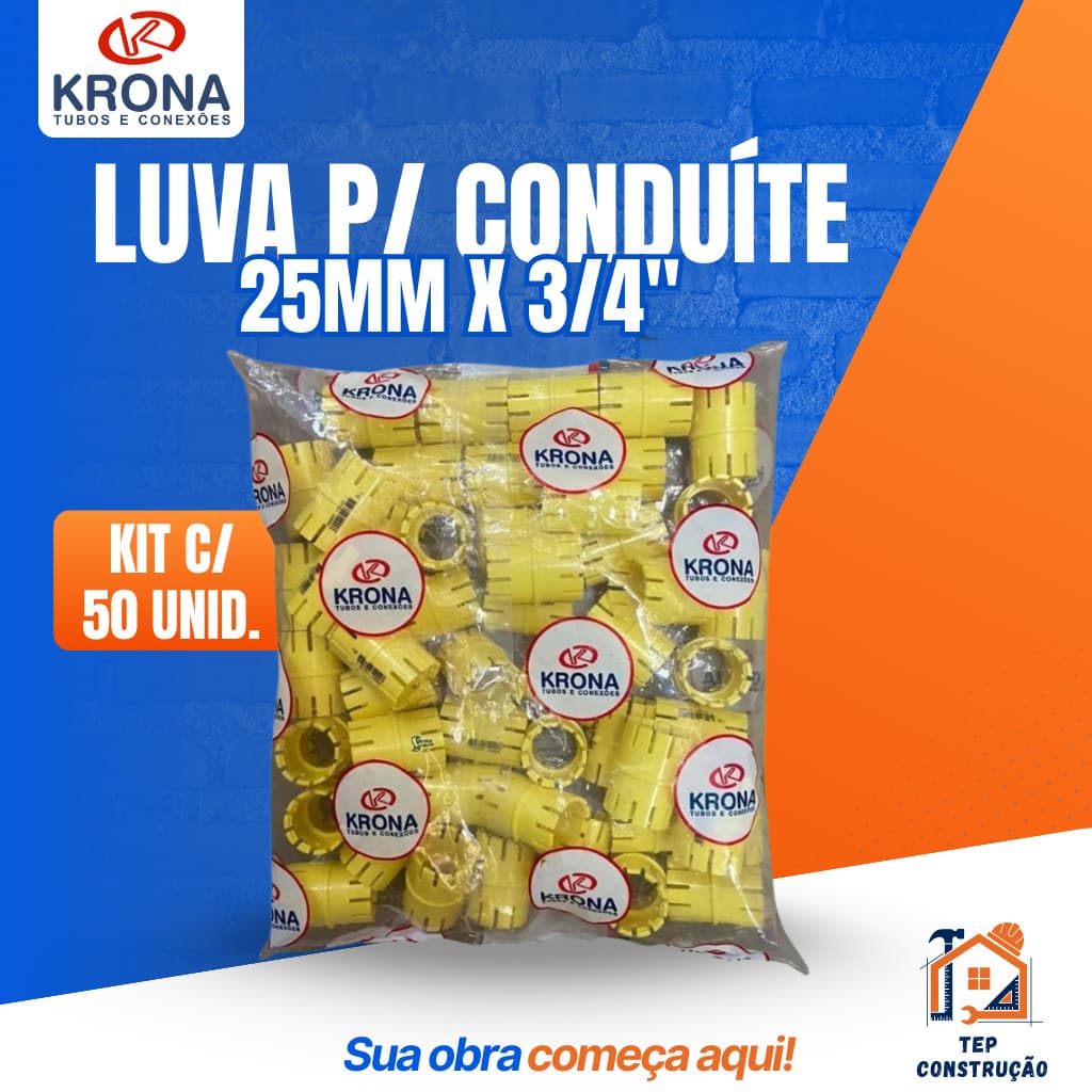 Luva P/conduite 3/4  Kit C/50 PVC Krona Amarela