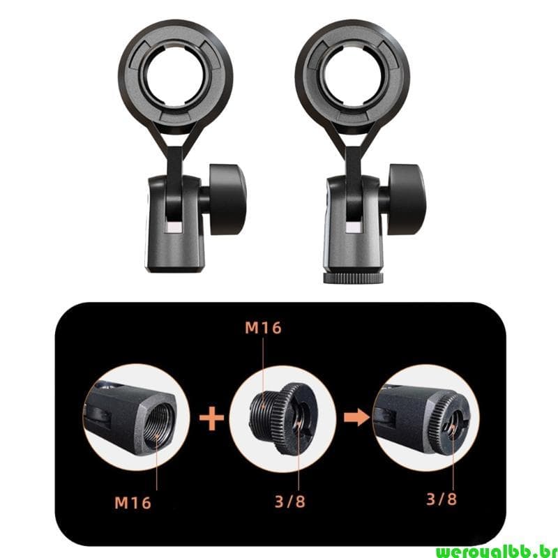 weroyalbb Clipe Microfone Metal, Suporte Montagem Antichoque, Acessórios, Uso Ajuste Ângulo Flexível