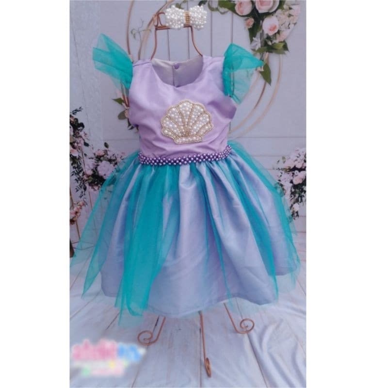 Vestido Infantil Luxo Fundo do Mar Sereia | Tule e Bordado em Pérolas | Vestido de sereia | Vestido ariel |Vestido ariel