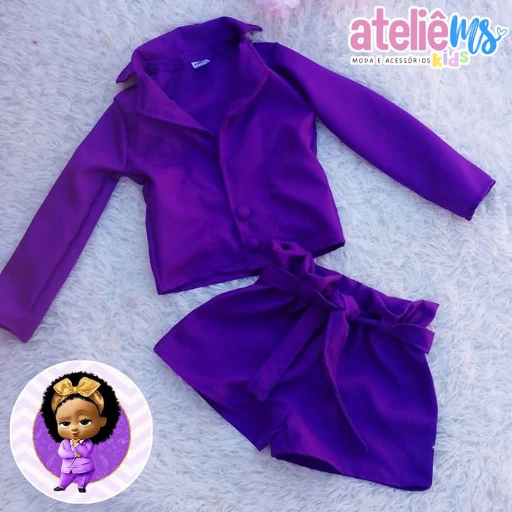 Conjunto Social Infantil da Poderosa Chefinha – Blazer + Short | Poderosa chefinha roxa