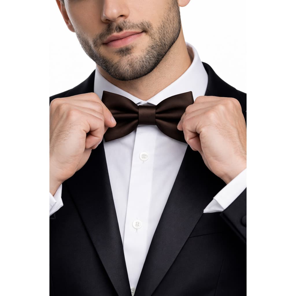 Gravata Borboleta Marrom Com Regulador Adulto MP247