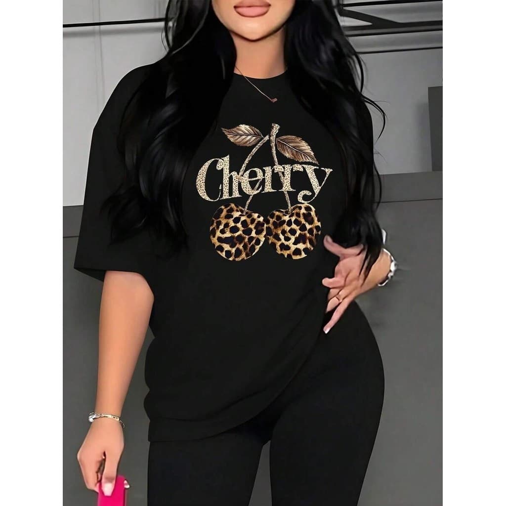 Camiseta Cherry Feminina Minimalista Estampada Com Qualidade De Algodão Design Moderno