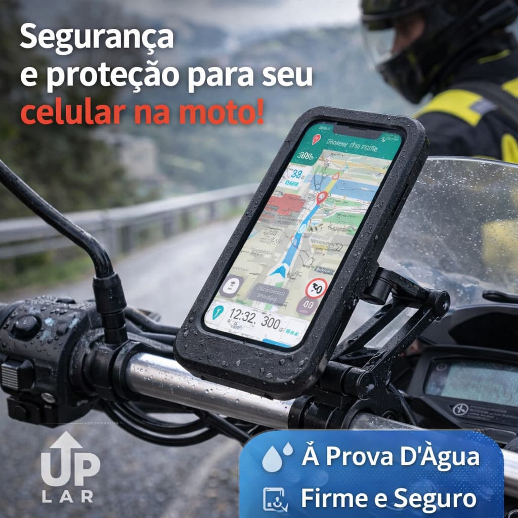 Suporte Celular Moto Bike 360° Rotação Articulado Impermeável Case Protetora Até 6.5