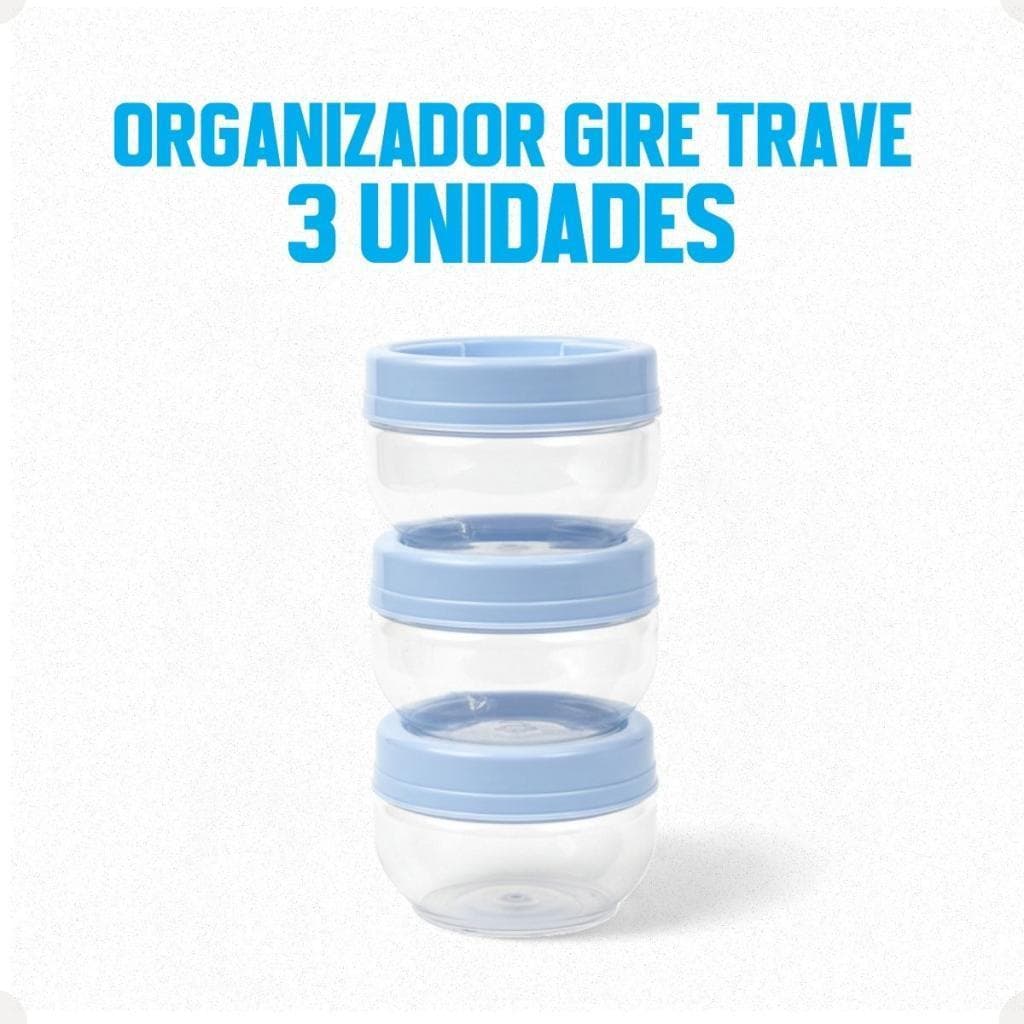 Kit 3 Porta Condimentos 155ml Azul Claro Gire Trave Temperos Cozinha Design Moderno Praticidade