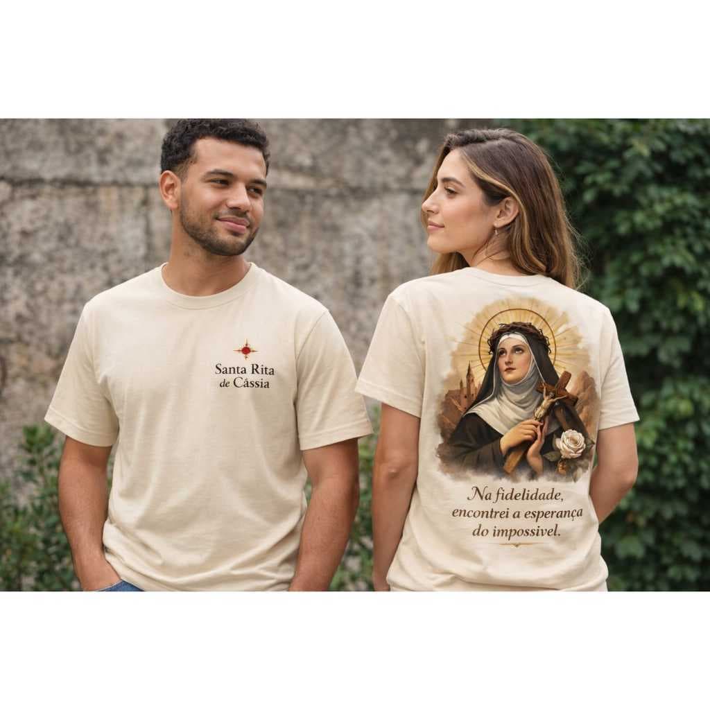 Camiseta Católica Santa Rita de Cássia - Fé e Estilo