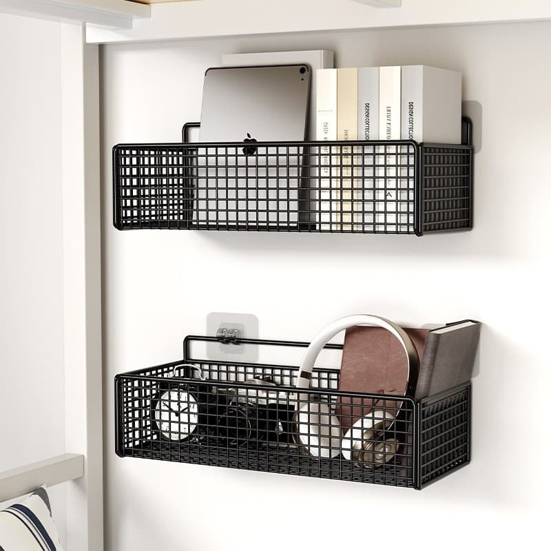 Cesto Aramado De Parede Multiuso Organizador De Banheiro E Lavanderia Preto Fosco 26x15cm Oferta
