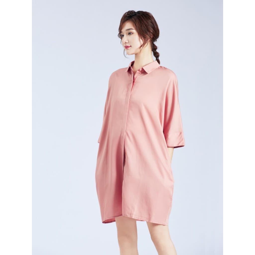 High-End roupa de maternidade 100% Tencel não parece capa grávida barriga elegante camisa de maternidade longo vestido d
