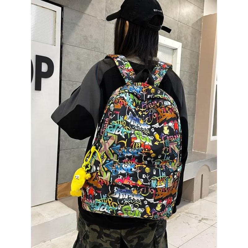 Nicho Street Wear Graffiti estudantes do ensino médio primário Campus mochila bonito náilon esportes ao ar livre saco gr
