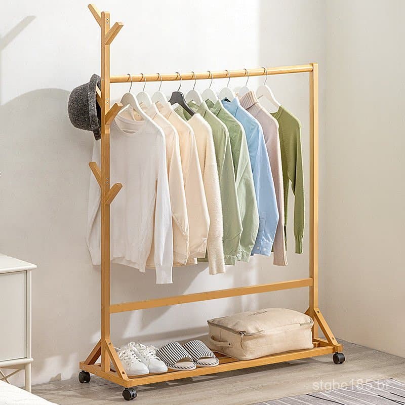 Cabideiro de chão portátil para uso em dormitórios e residências, cabideiro de roupas simples e multifuncional para quar