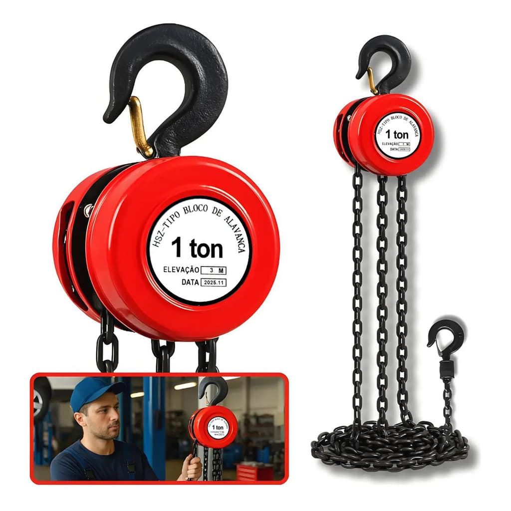 Talha Manual 1 Tonelada Corrente 3m 1000kg
