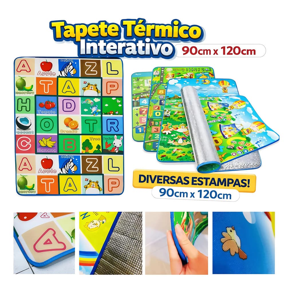Tapete Térmico Infantil Interativo 90x120cm Bebês E Crianças