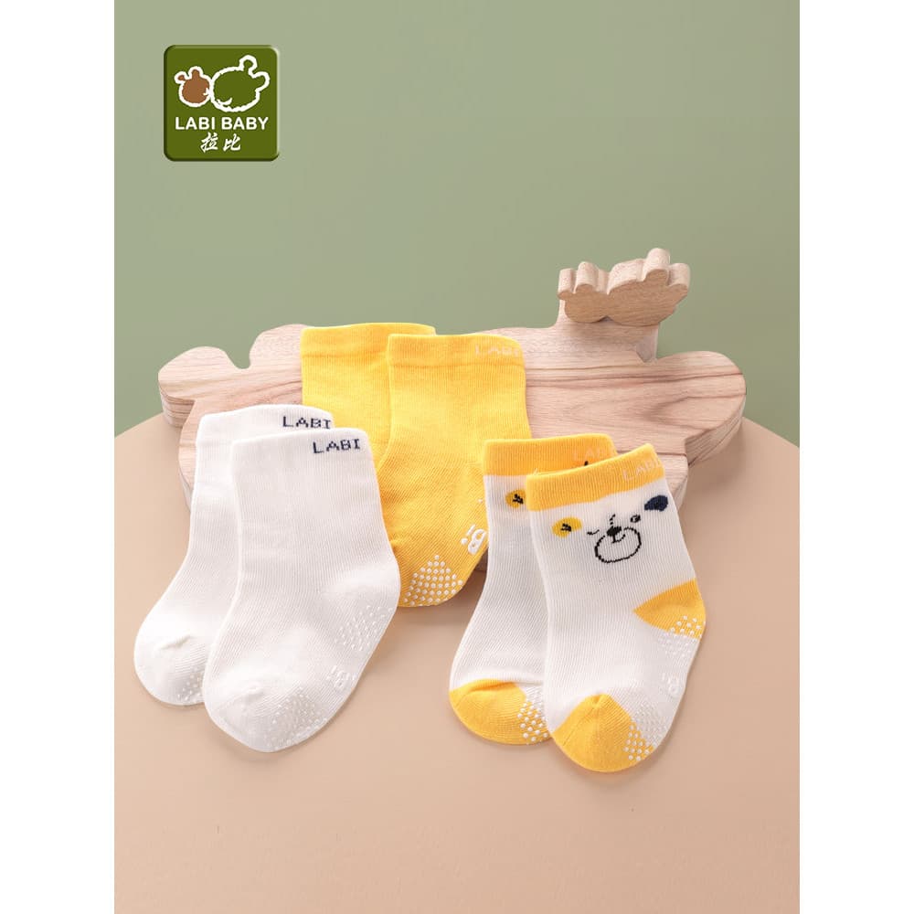 Rabi oficial carro-chefe meias do bebê outono inverno meias do bebê meninos meninas crianças meias de chão bb (3 pares)