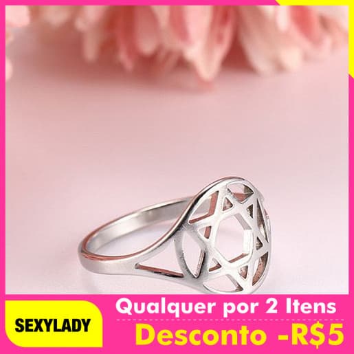 Anel de Aço Inoxidável com Hexagrama, Anel de Moda, Joias Viking, acessórios, presentes de joias para mulheres e homens