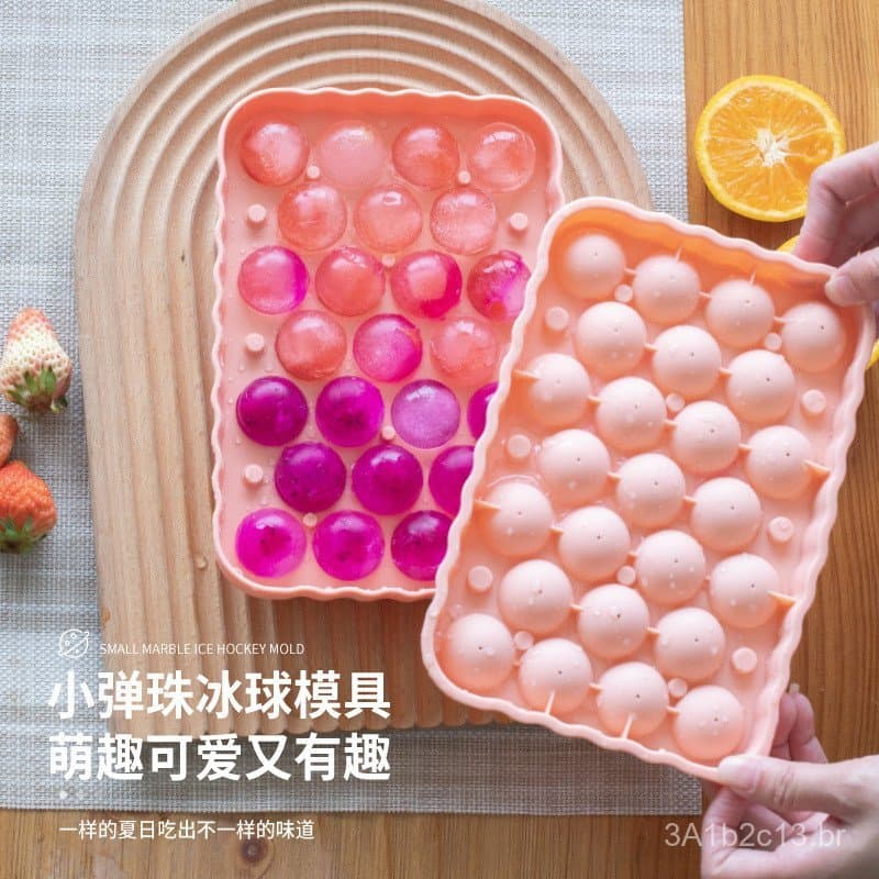 Novo produto de verão: forma de gelo de silicone com 25 furos, molde de gelo em formato de bola de mármore, fofo e diver