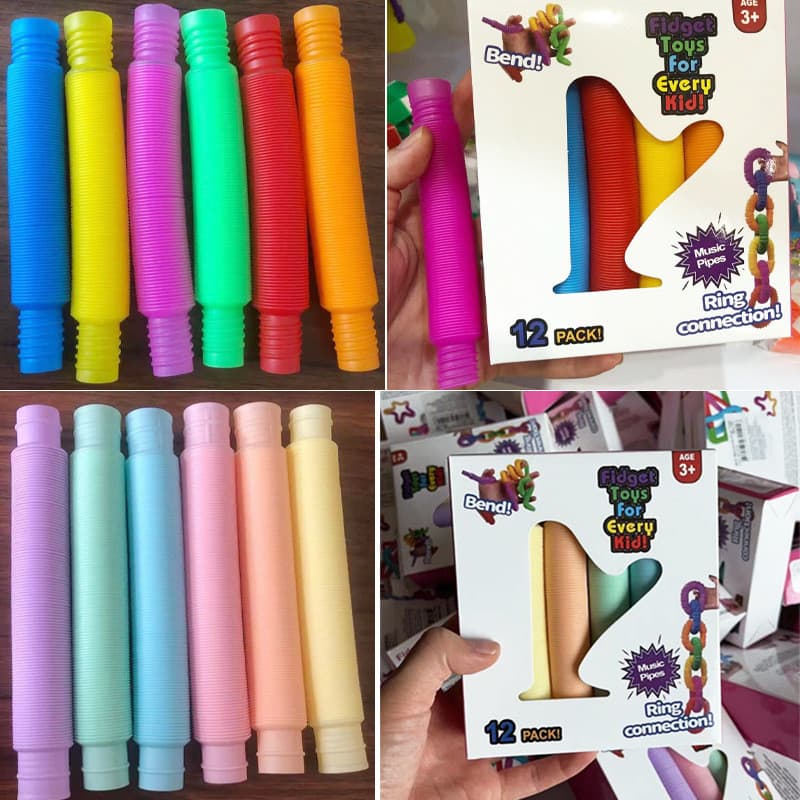 Transfronteiriço poptube descompressão ondulado DIY tubo retrátil manga caixa descompressão 1.9cm mangueira brinquedo de