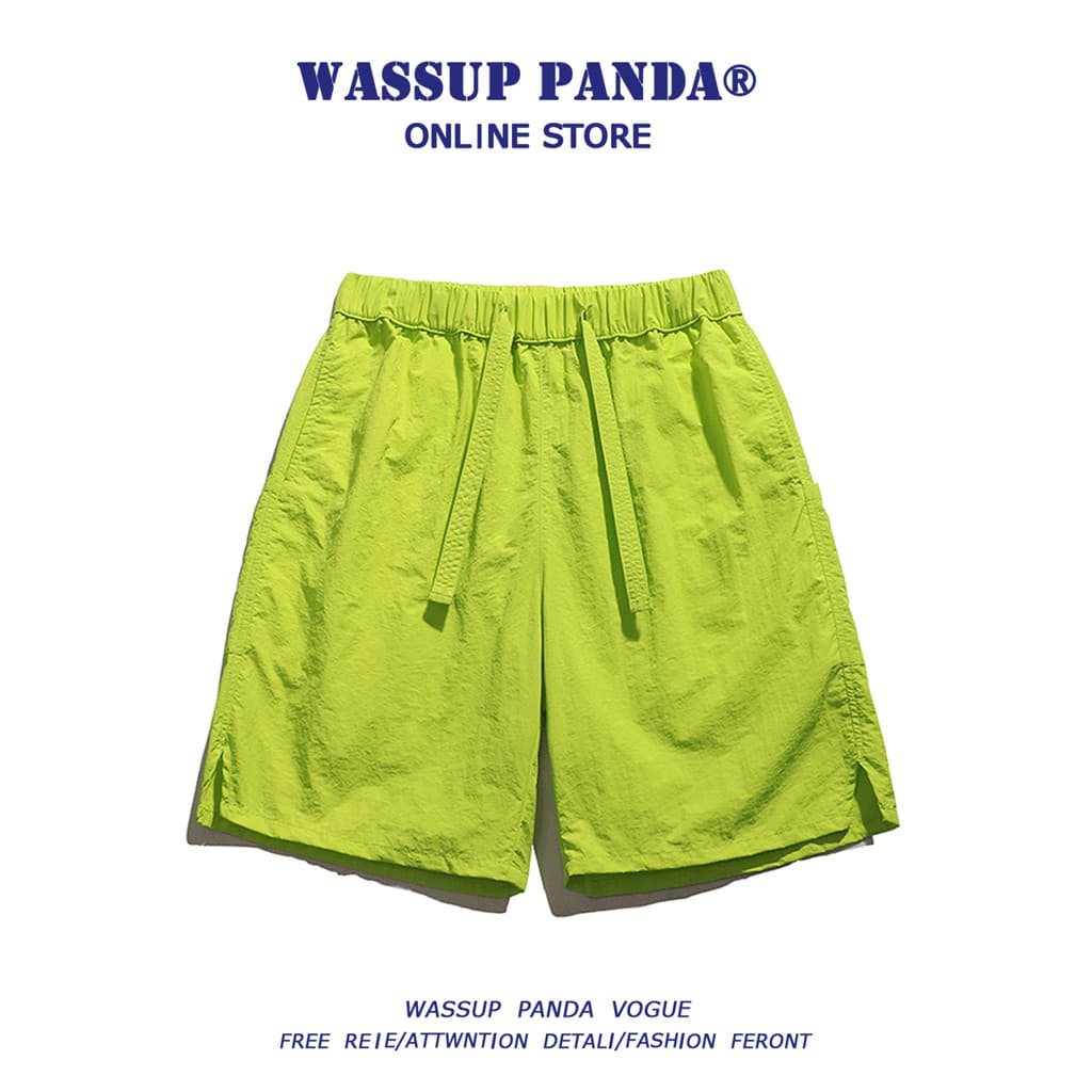WASSUP PANDA Japonês Ice Silk Shorts de Secagem Rápida Homens Verão Street Wear Solto Casual Praia Esportes Calças de Ci