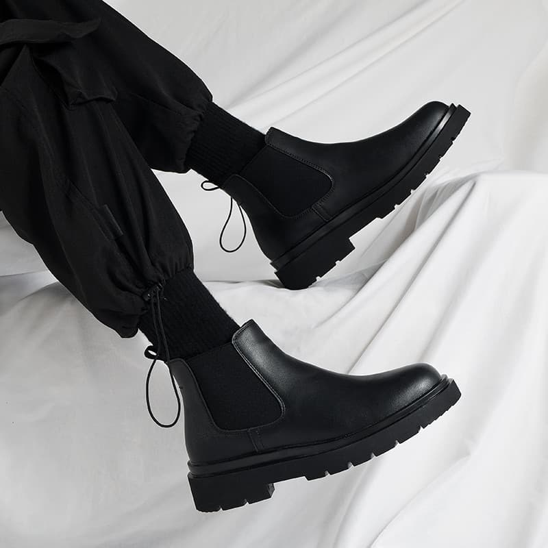Estilo britânico couro genuíno preto Martin botas masculinas de alta qualidade All-Match aumento orgasmo sapatos masculi