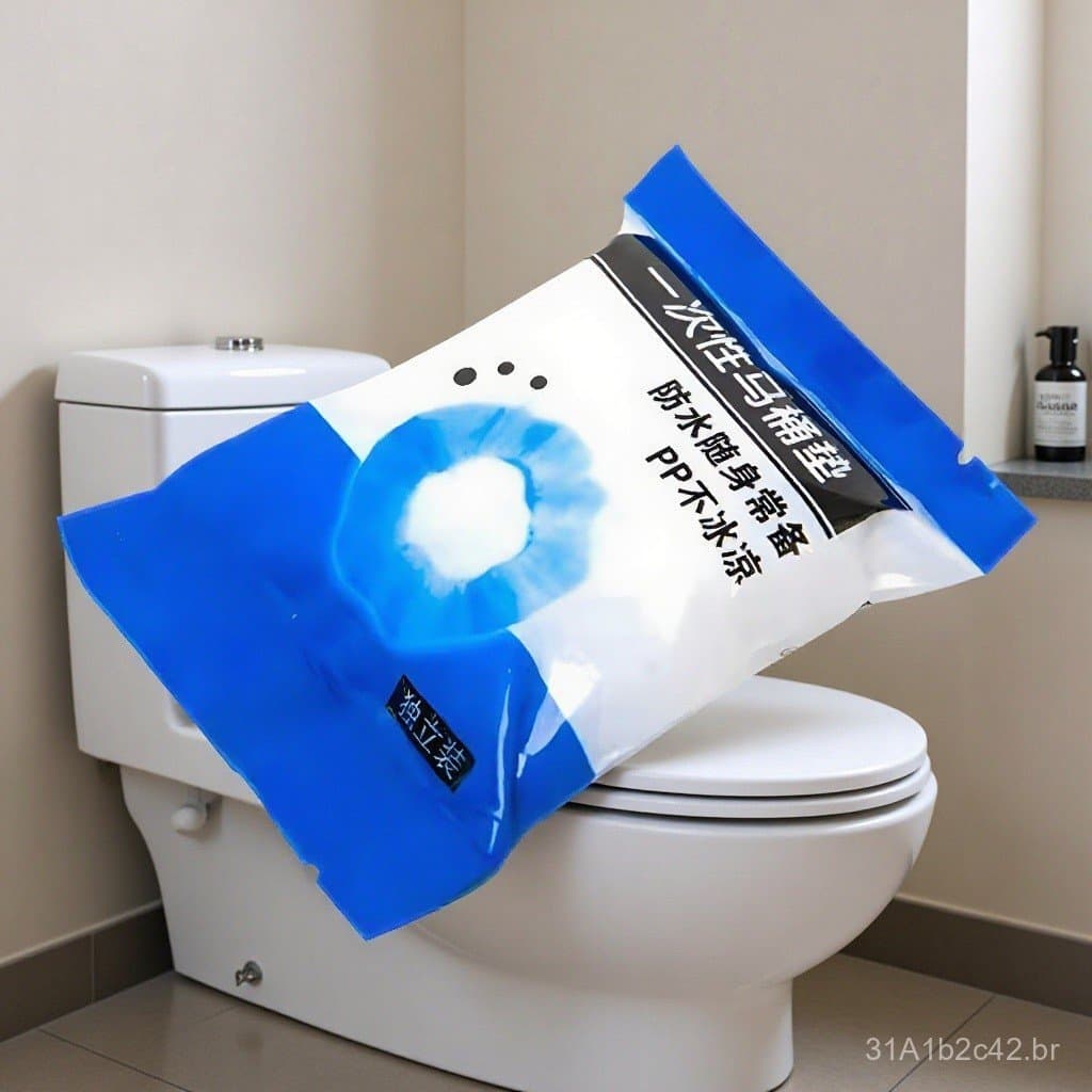 Almofada para assento de vaso sanitário, embalada individualmente, espessada, capa de viagem universal, capa adesiva à p
